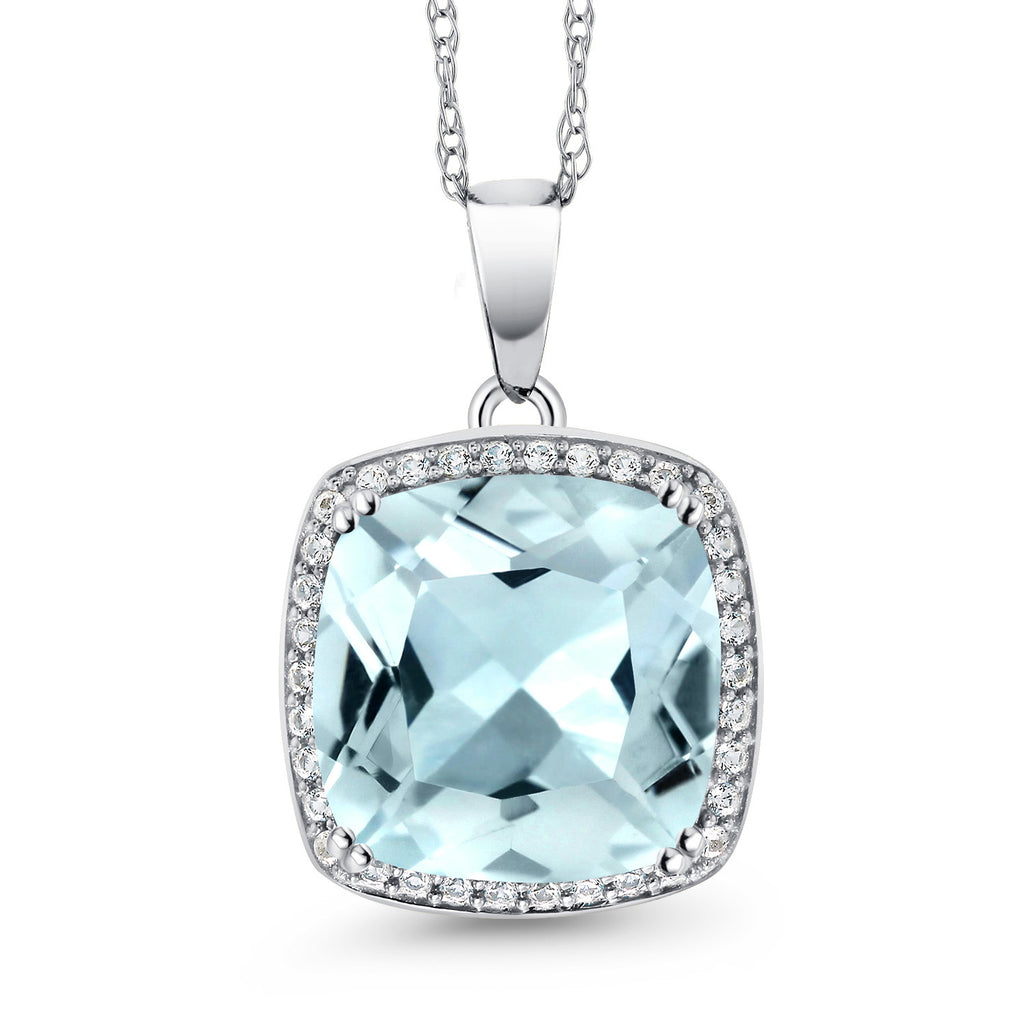 Created Aquamarine - March_10K White Gold_Pendant in 10K White Gold