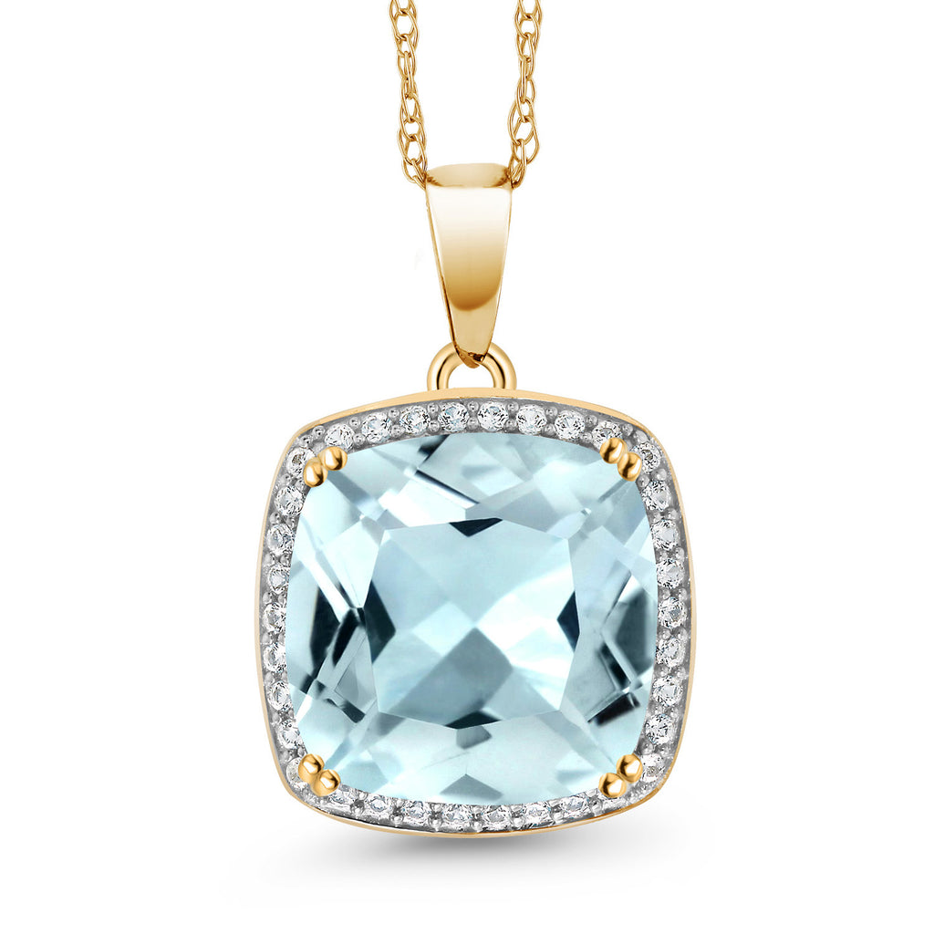 Created Aquamarine - March_10K Yellow Gold_Pendant in 10K Yellow Gold