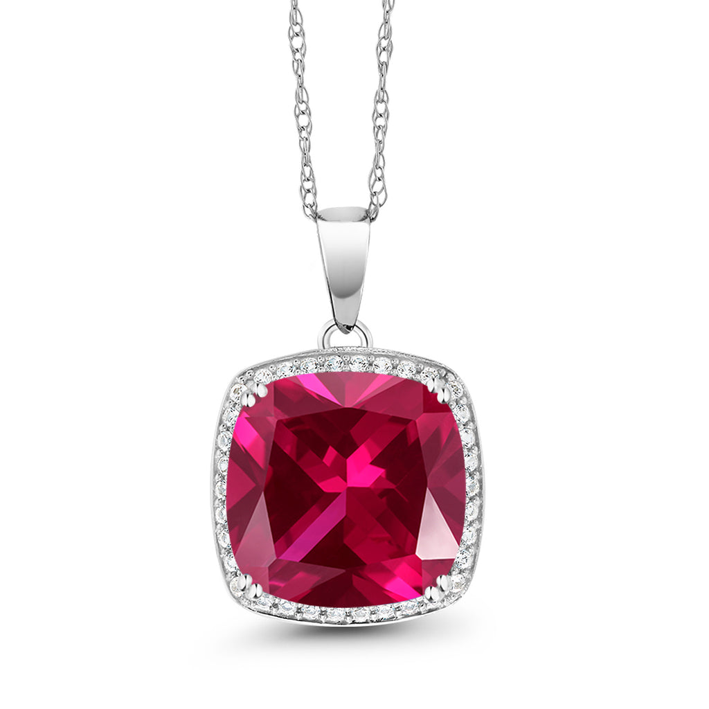 Created Ruby - July_10K White Gold_Pendant in 10K White Gold