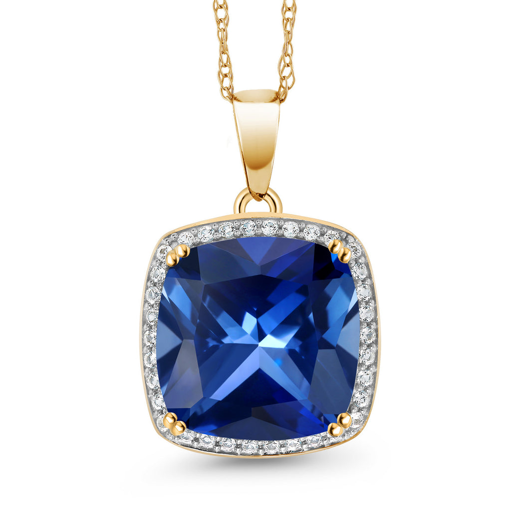 Blue Created Sapphire - September_10K Yellow Gold_Pendant in 10K Yellow Gold