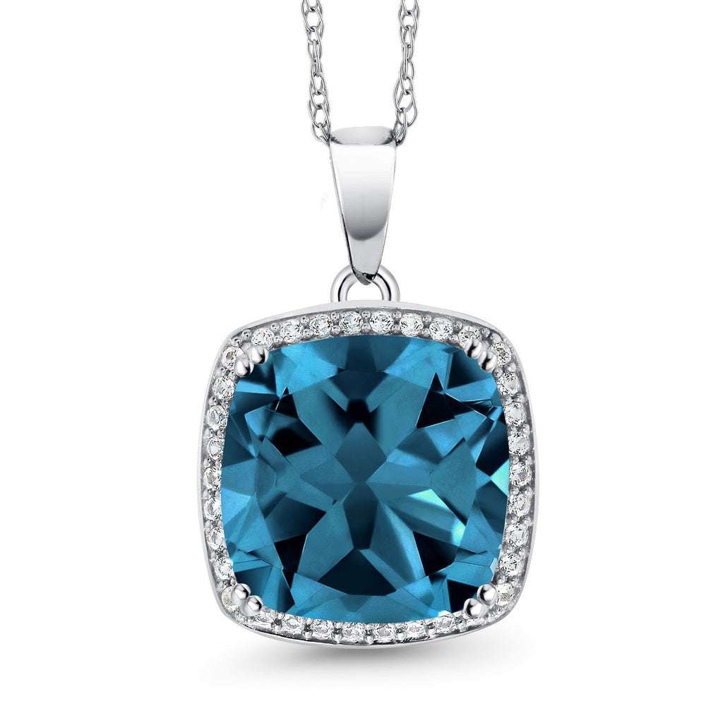 London Blue Topaz - November_10K White Gold_Pendant in 10K White Gold