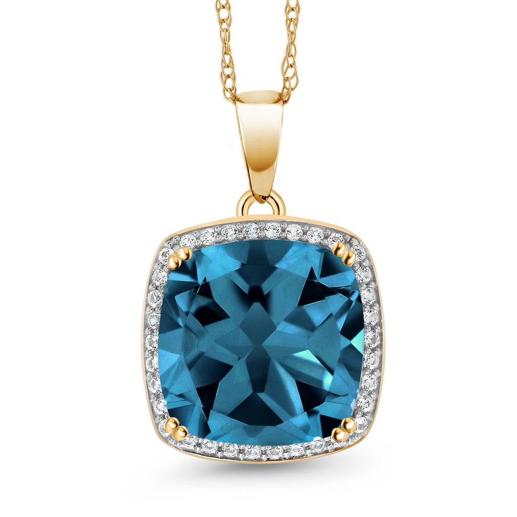 London Blue Topaz - November_Pendant in 10K Yellow Gold