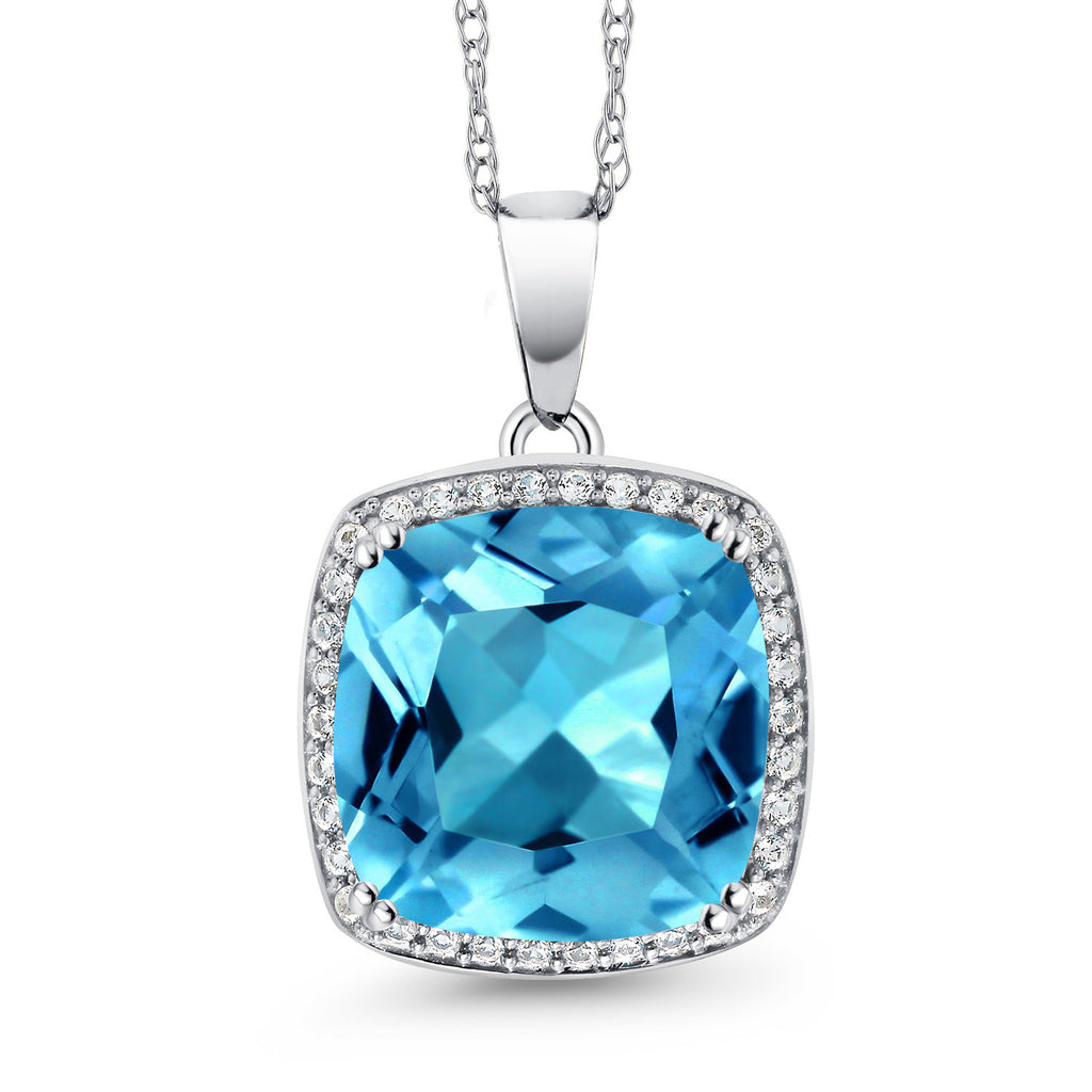 Swiss Blue Topaz - November_10K White Gold_Pendant in 10K White Gold