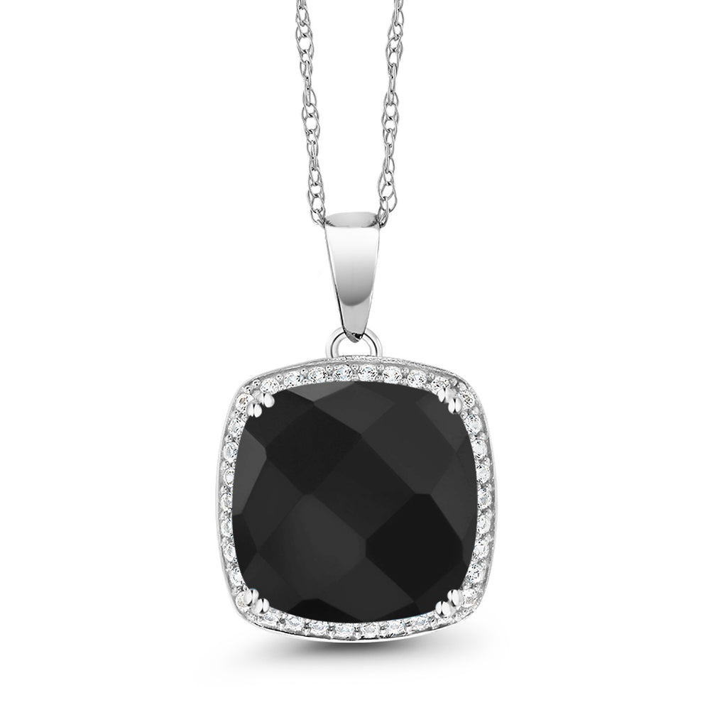 Onyx-Checkerboard - December_10K White Gold_Pendant in 10K White Gold