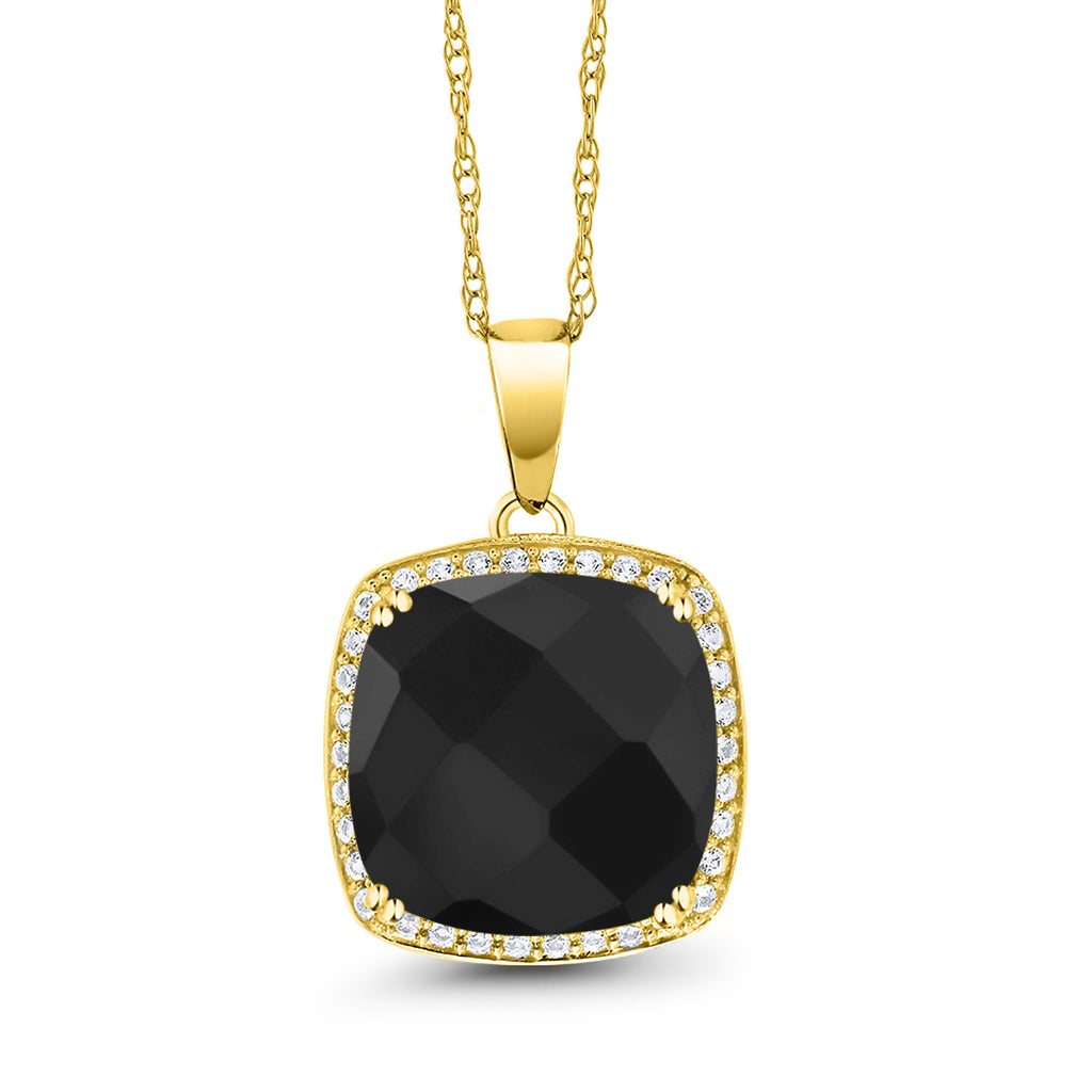 Onyx-Checkerboard - December_10K Yellow Gold_Pendant in 10K Yellow Gold