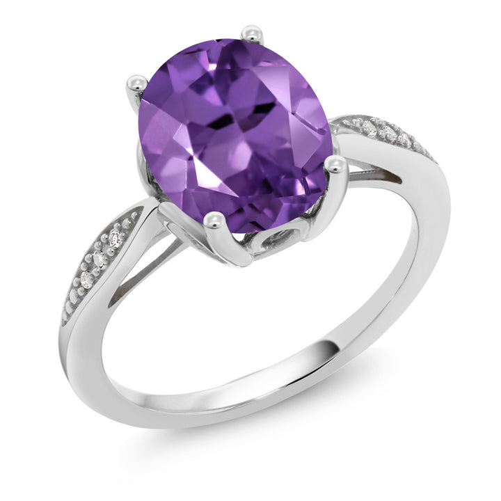 Amethyst and Diamond_Ring in 14K White Gold