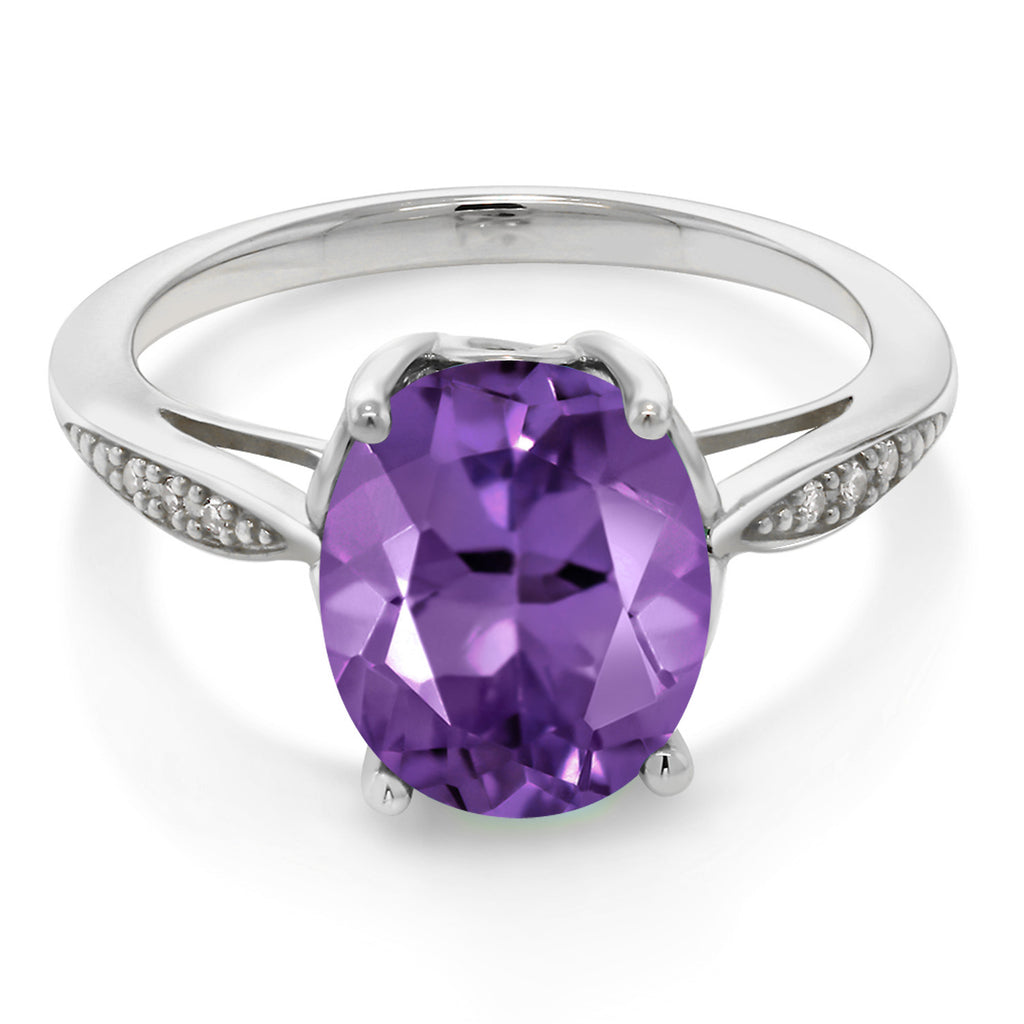 Amethyst and Diamond_Ring in 14K White Gold