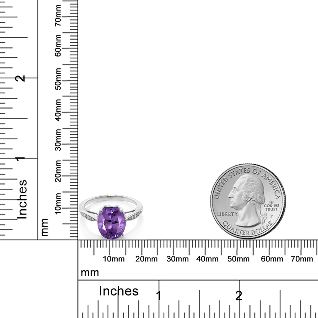Amethyst and Diamond_Ring in 14K White Gold