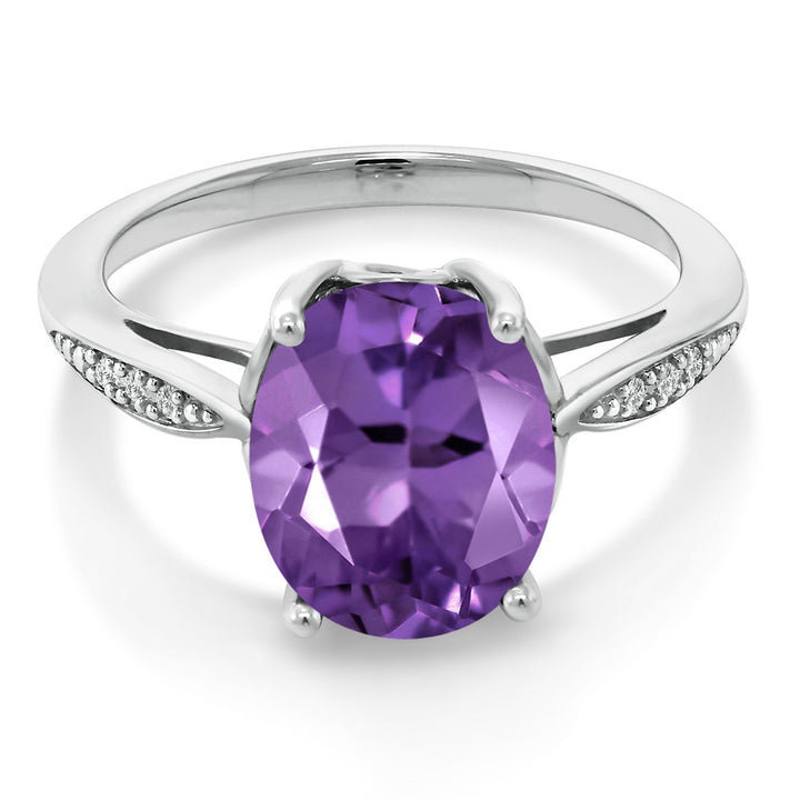 Amethyst and Diamond_Ring in 14K White Gold