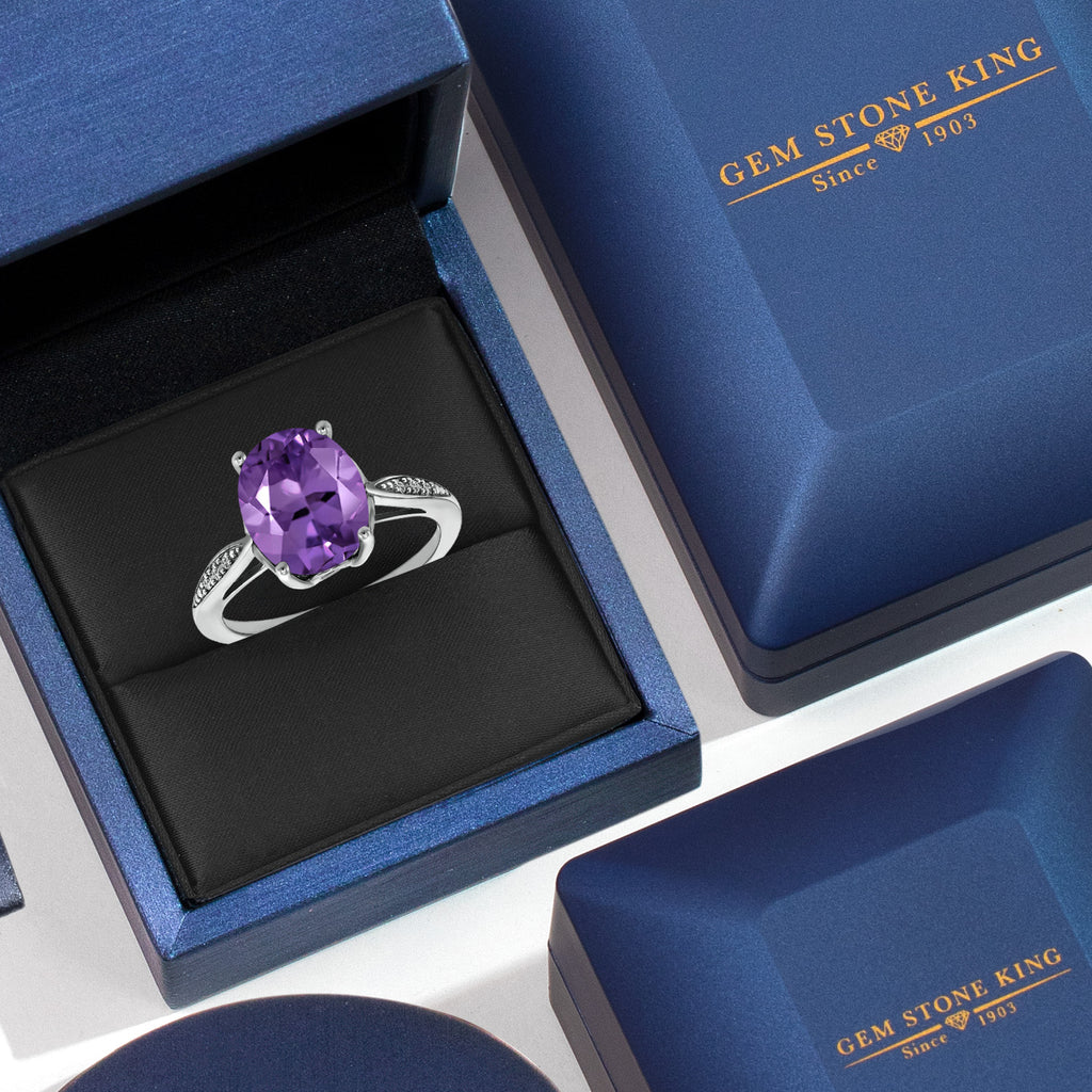 Amethyst and Diamond_Ring in 14K White Gold