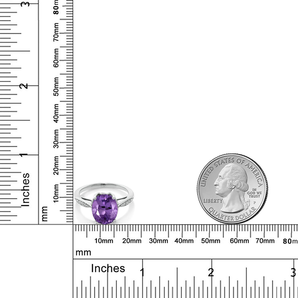 Amethyst and Diamond_Ring in 14K White Gold