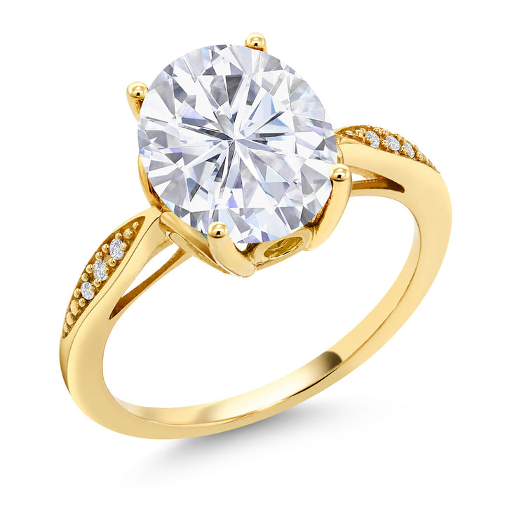 White Moissanite - April_5_Ring in 14K Yellow Gold