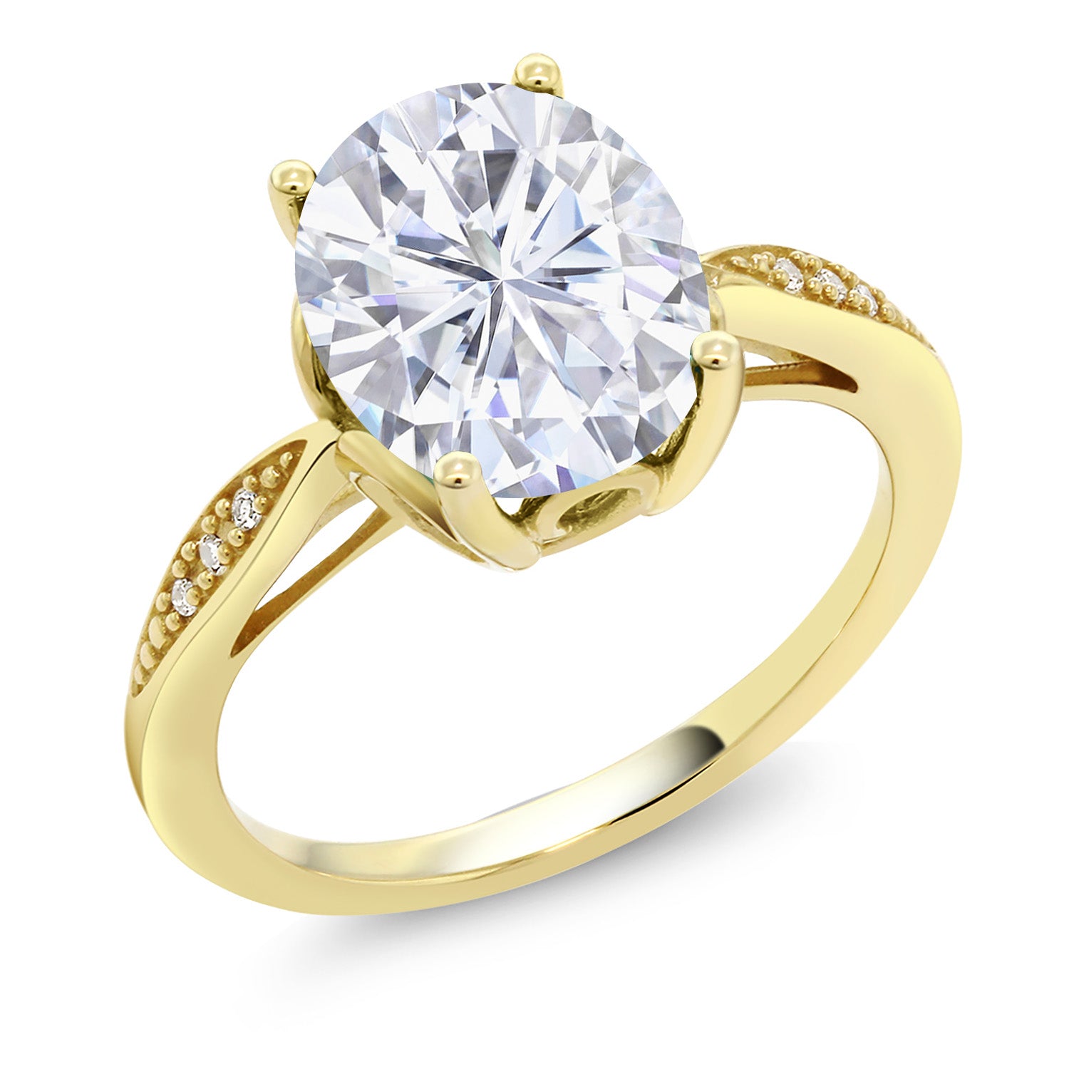White Moissanite - April_7_Ring in 14K Yellow Gold
