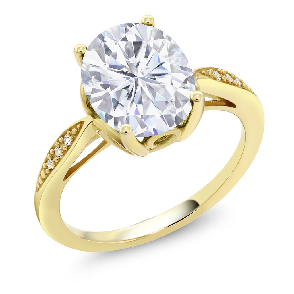 White Moissanite - April_8_Ring in 14K Yellow Gold