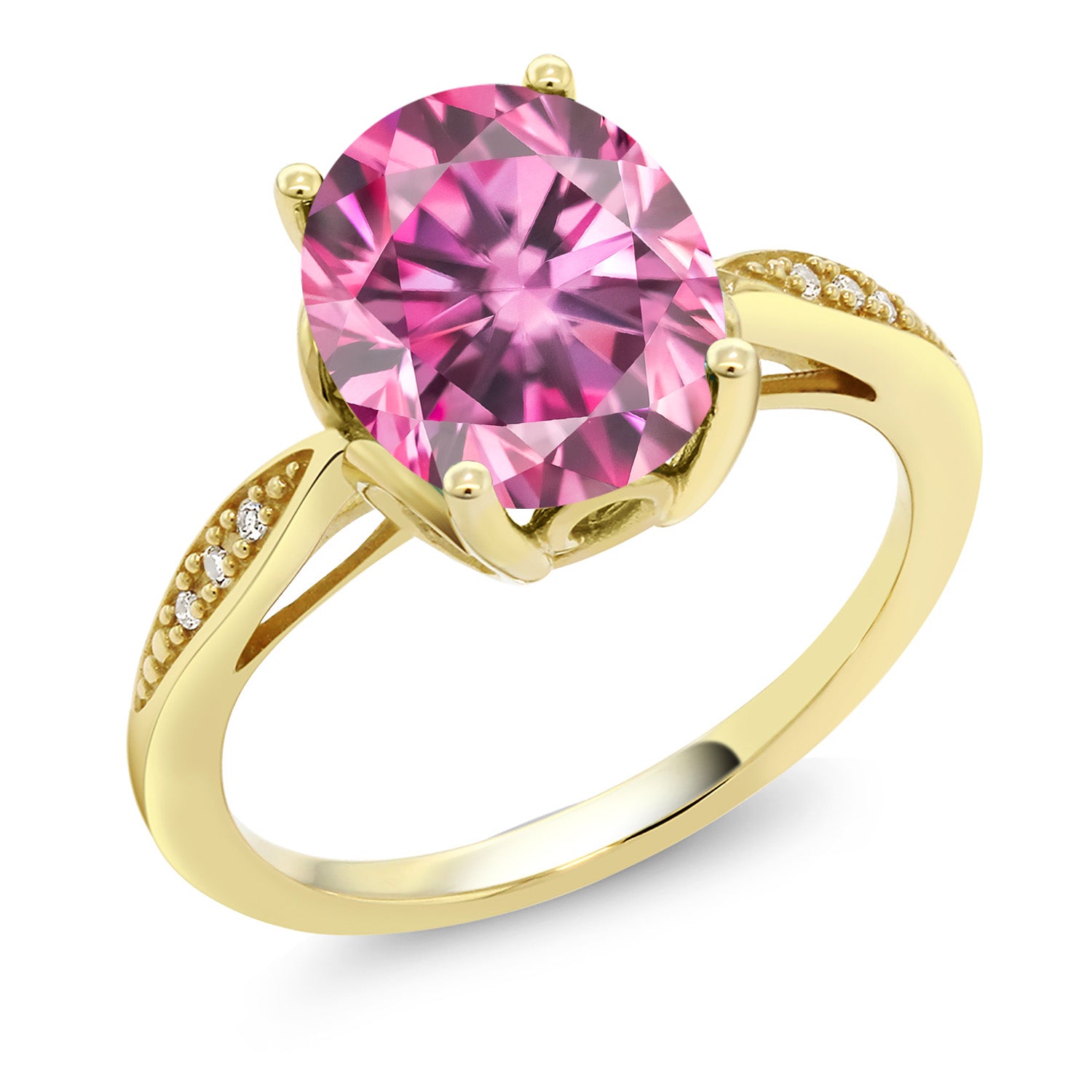 Pink Moissanite - April_6_Ring in 14K Yellow Gold