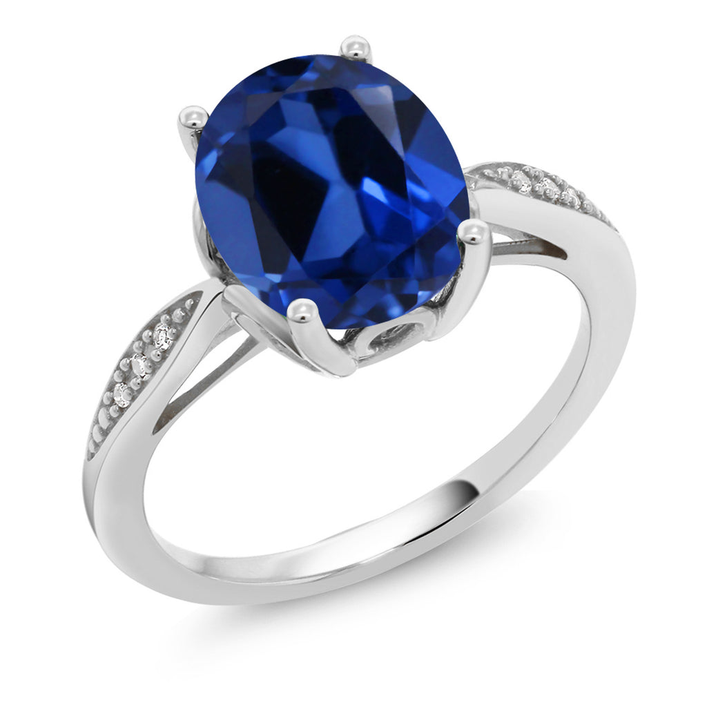 Blue Created Sapphire - September_5_Ring in 14K White Gold