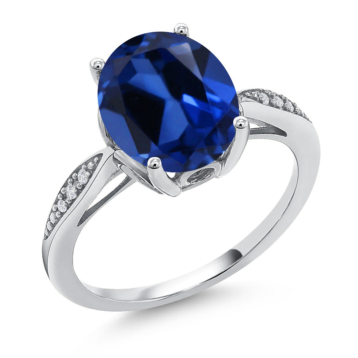 Blue Created Sapphire - September_5_Ring in 14K White Gold