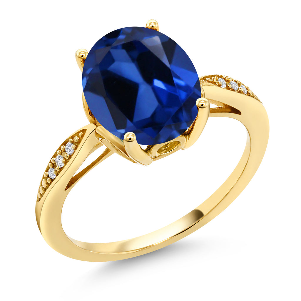 Blue Created Sapphire - September_6_Ring in 14K Yellow Gold
