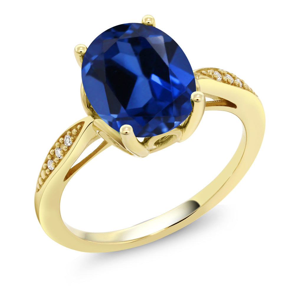 Blue Created Sapphire - September_8_Ring in 14K Yellow Gold