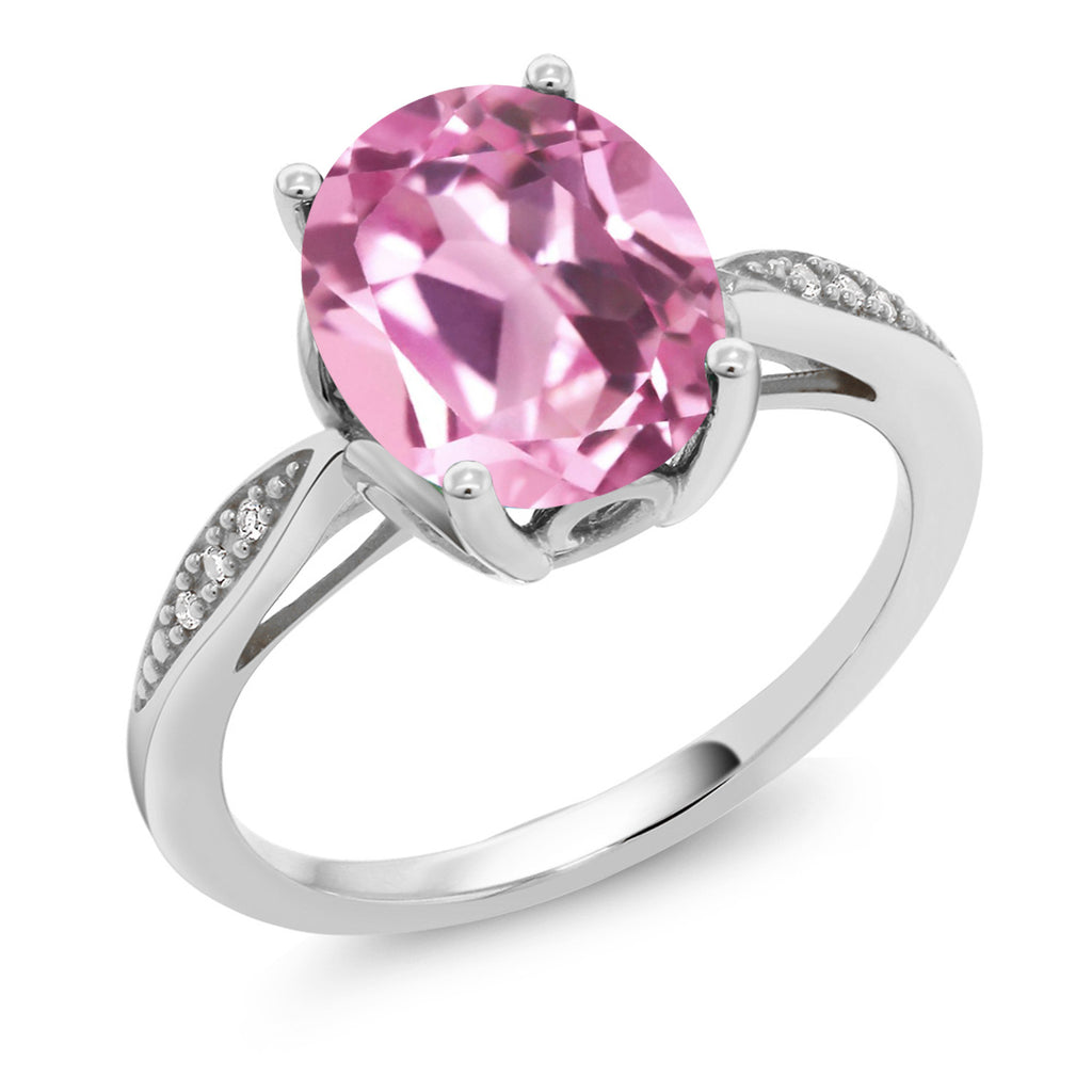 Light Pink Created Sapphire - September_8_Ring in 14K White Gold