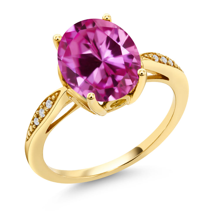 Pink Created Sapphire - September_5_Ring in 14K Yellow Gold