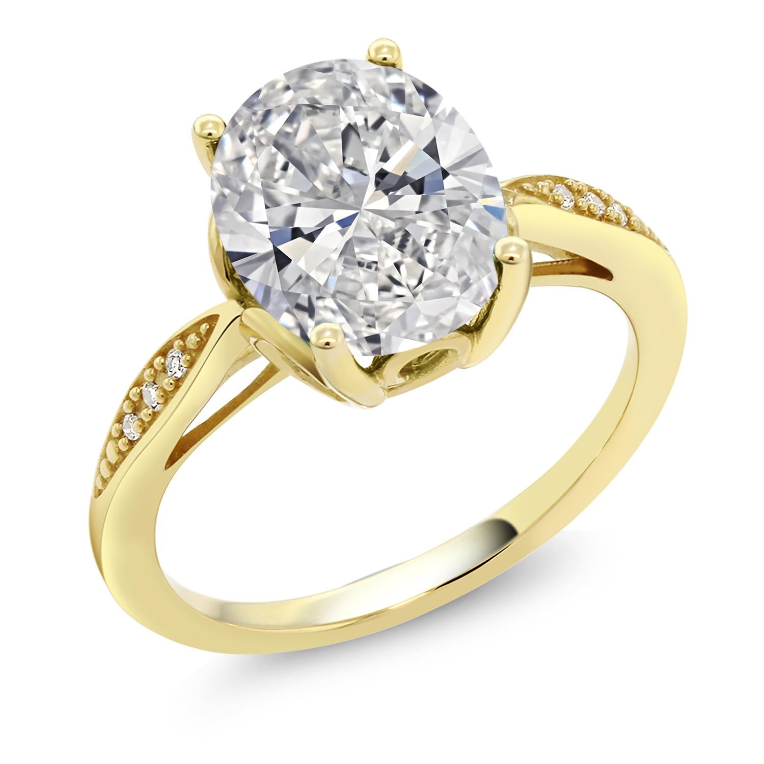 3.06 Cttw 14K Yellow Gold IGI Certified Lab Grown Diamond Engagement Ring For Women | Center 3 Ct Oval Cut With IGI | F-G Color | VS1 Clarity | Available In Size 5 to 9