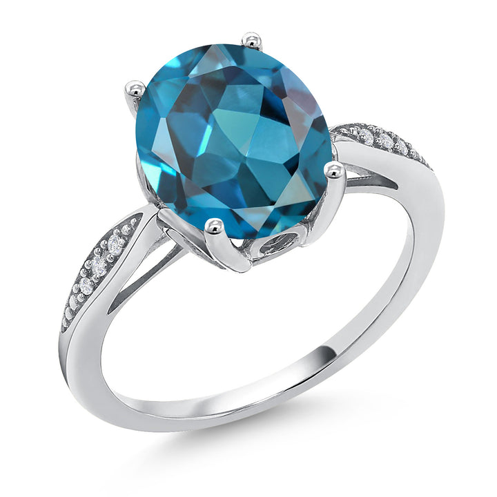 London Blue Topaz - November_5_Ring in 14K White Gold