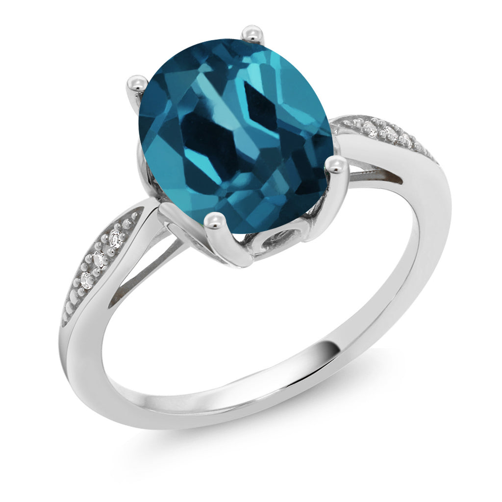 London Blue Topaz - November_8_Ring in 14K White Gold