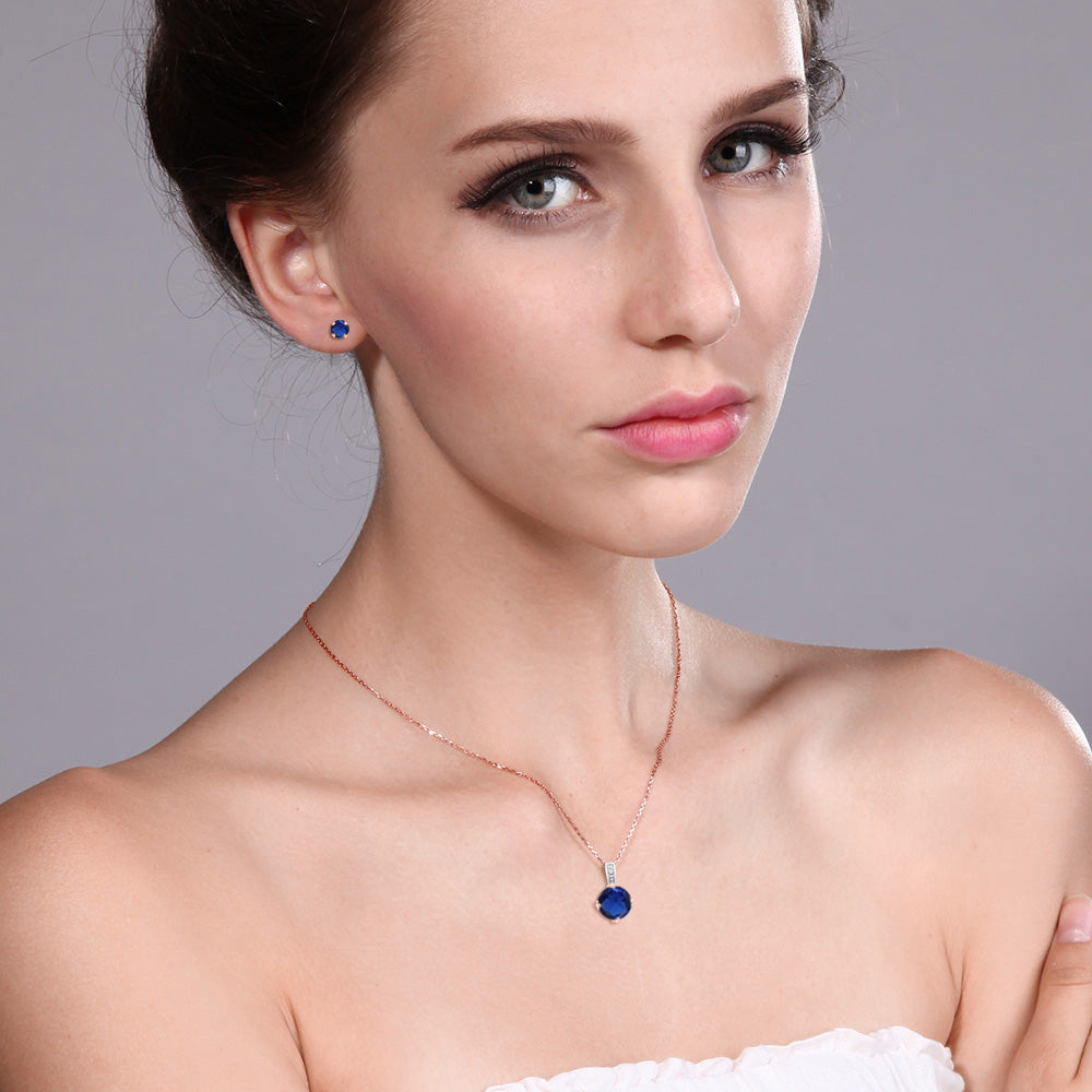 Pendant Earrings Set in 10K Two Tone Gold