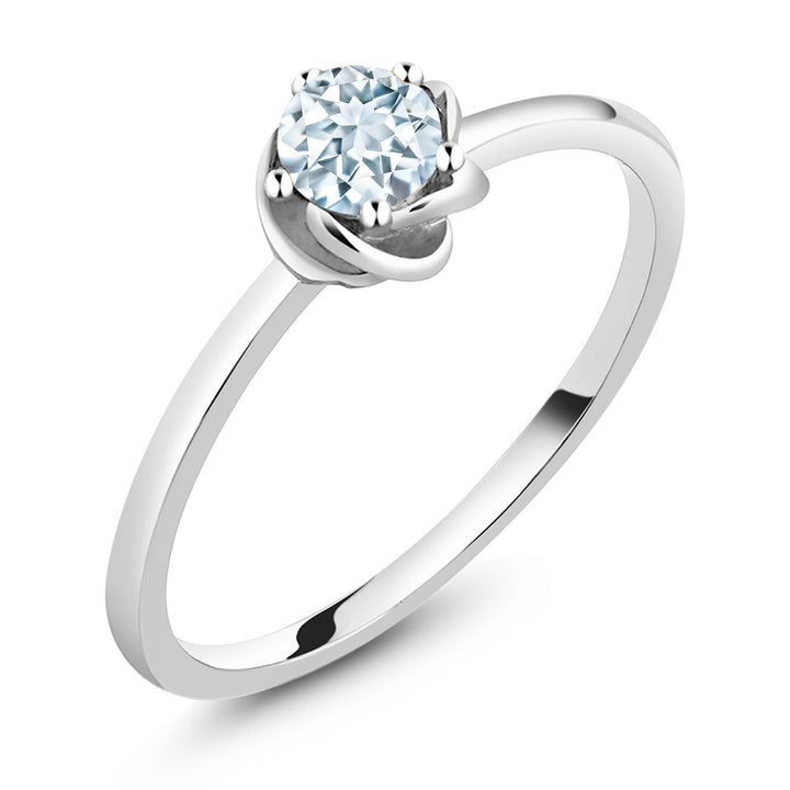 Aquamarine - March_5_Ring in 10K White Gold