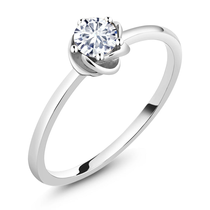 White Moissanite - April_5_Ring in 10K White Gold