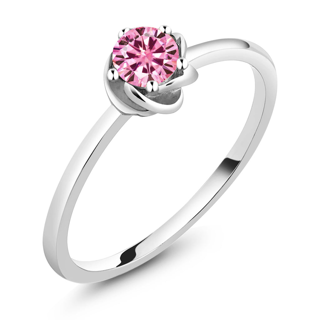 Pink Moissanite - April_8_Ring in 10K White Gold