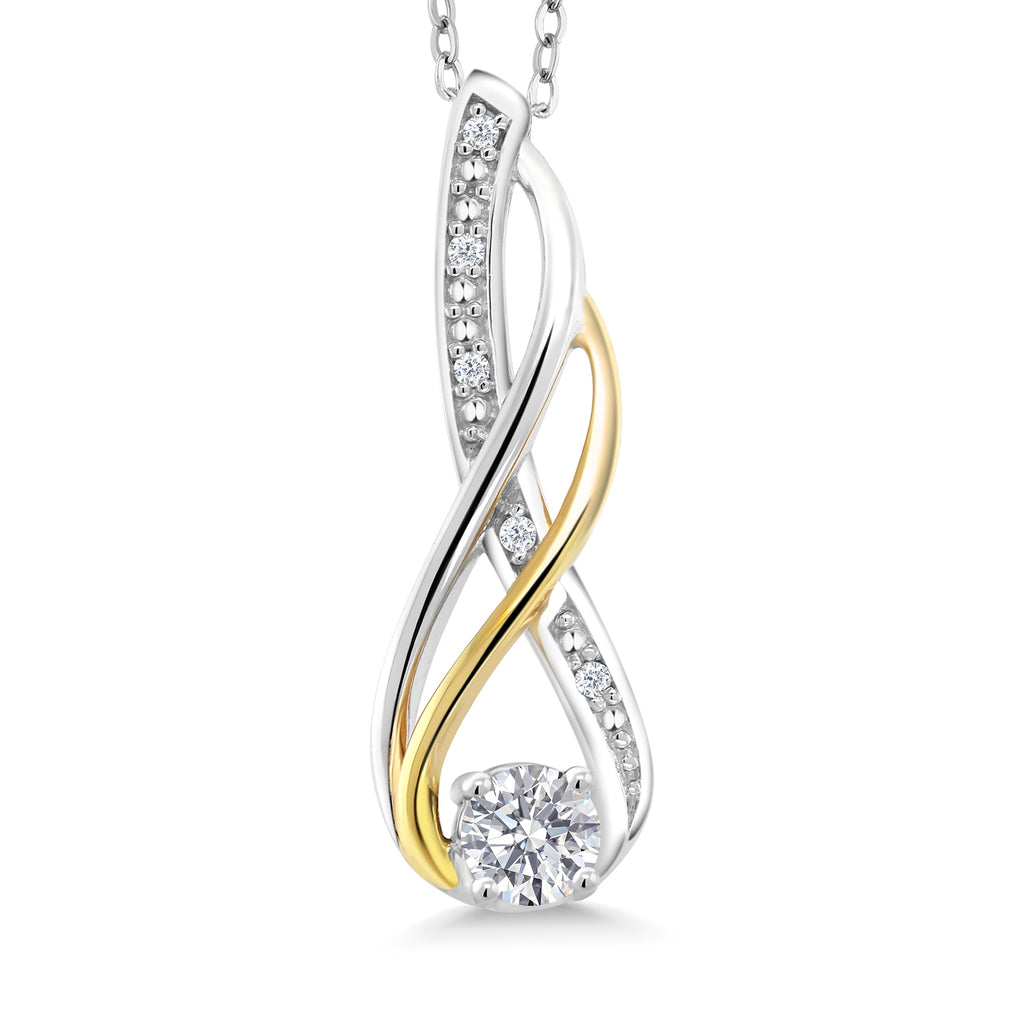 White Lab Grown Diamond - April_Pendant in 925 Sterling Silver and 10K Yellow Gold