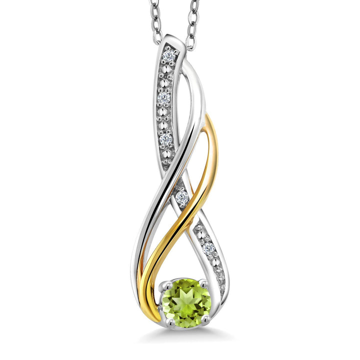 Gem Stone King Infinity Pendant Necklace For Women | 10K Yellow Gold and 925 Sterling Silver | Round 4MM Gemstone Birthstone and White Diamond | With 18 Inch Chain