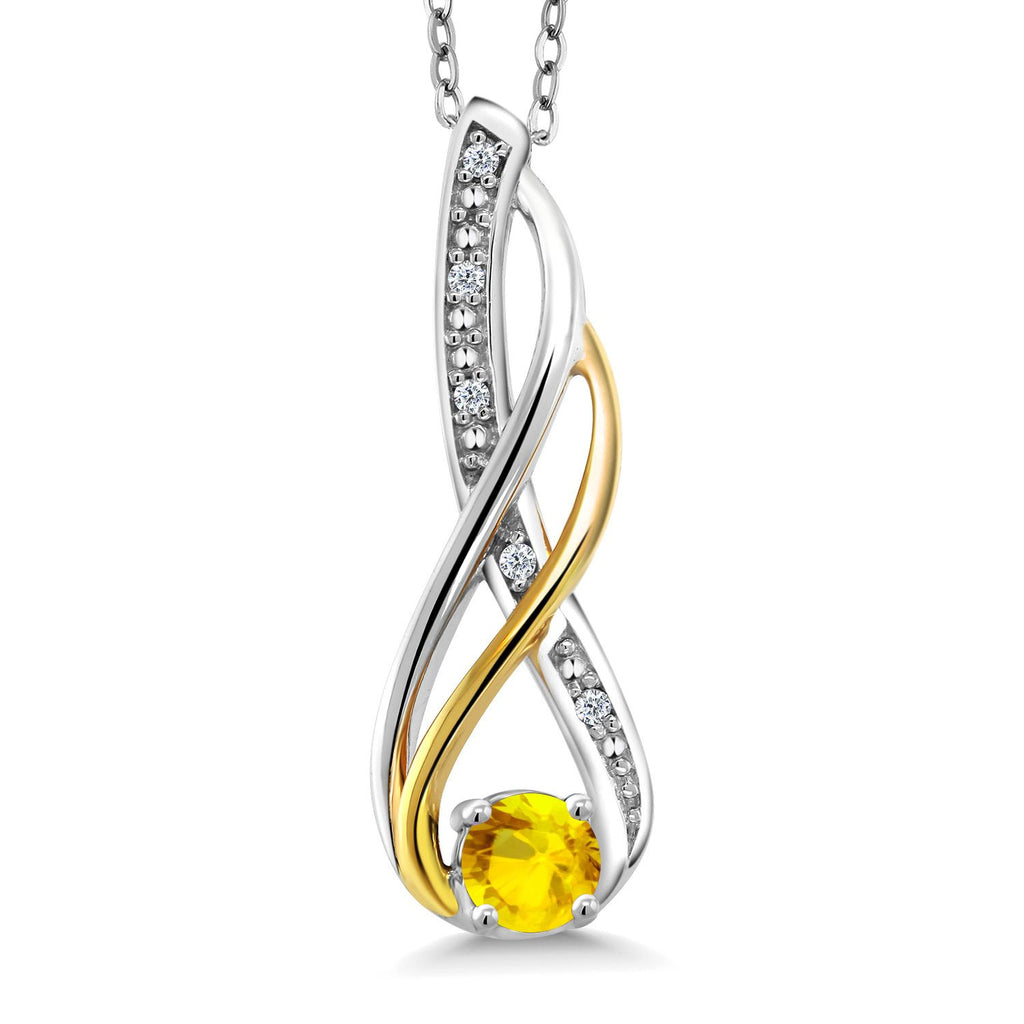Yellow Sapphire - September_Pendant in 925 Sterling Silver and 10K Yellow Gold