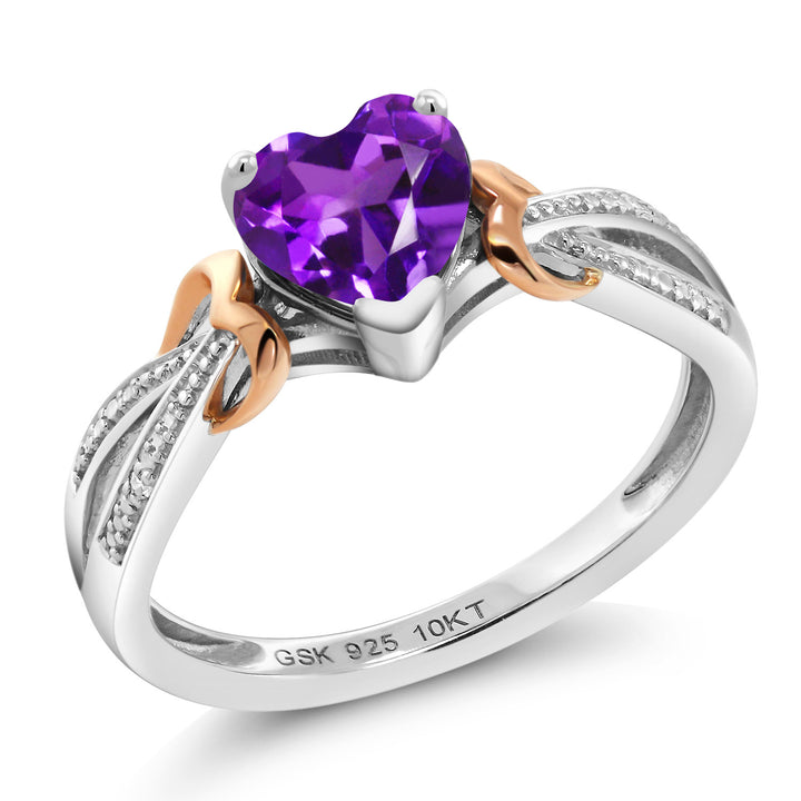 Amethyst - February_5_Ring in 925 Sterling Silver and 10K Rose Gold
