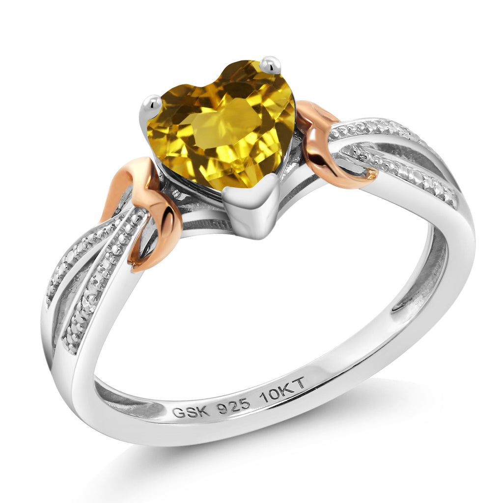 Citrine - November_9_Ring in 925 Sterling Silver and 10K Rose Gold