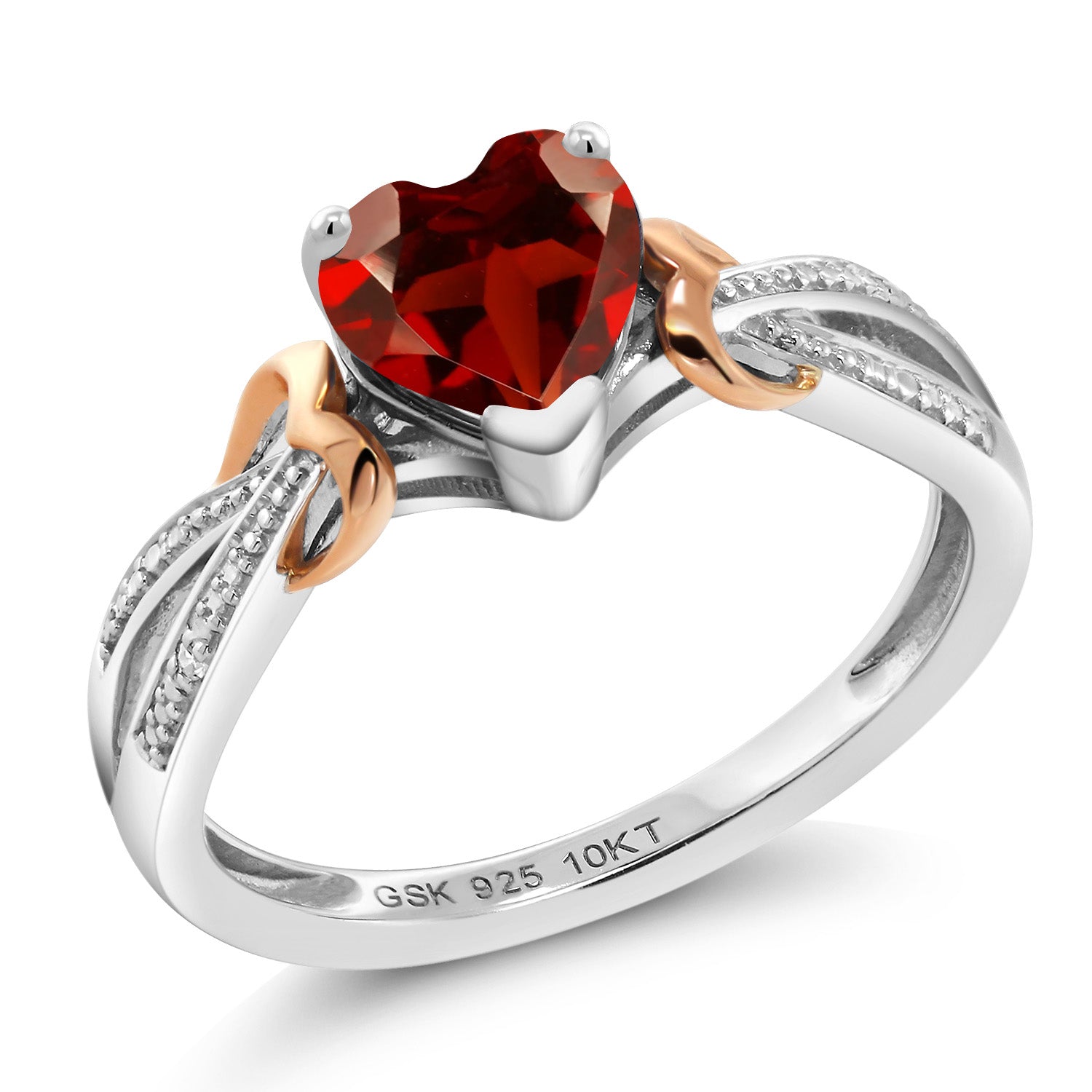 Garnet - January_6_Ring in 925 Sterling Silver and 10K Rose Gold