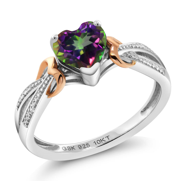 Green Mystic Topaz_5_Ring in 925 Sterling Silver and 10K Rose Gold