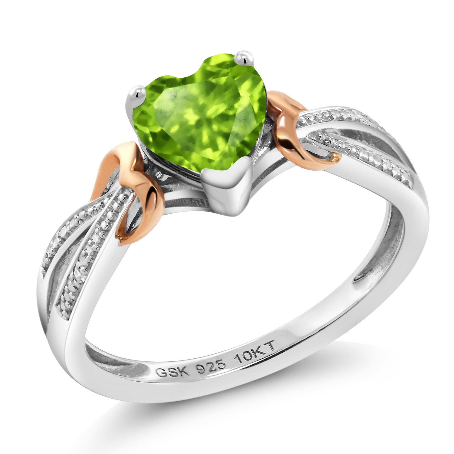 Peridot - August_9_Ring in 925 Sterling Silver and 10K Rose Gold