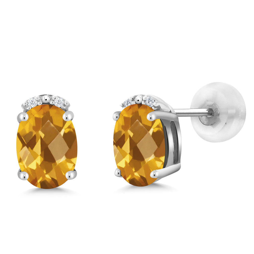 Citrine-Checkerboard - November_10K White Gold_Earrings in 10K White Gold