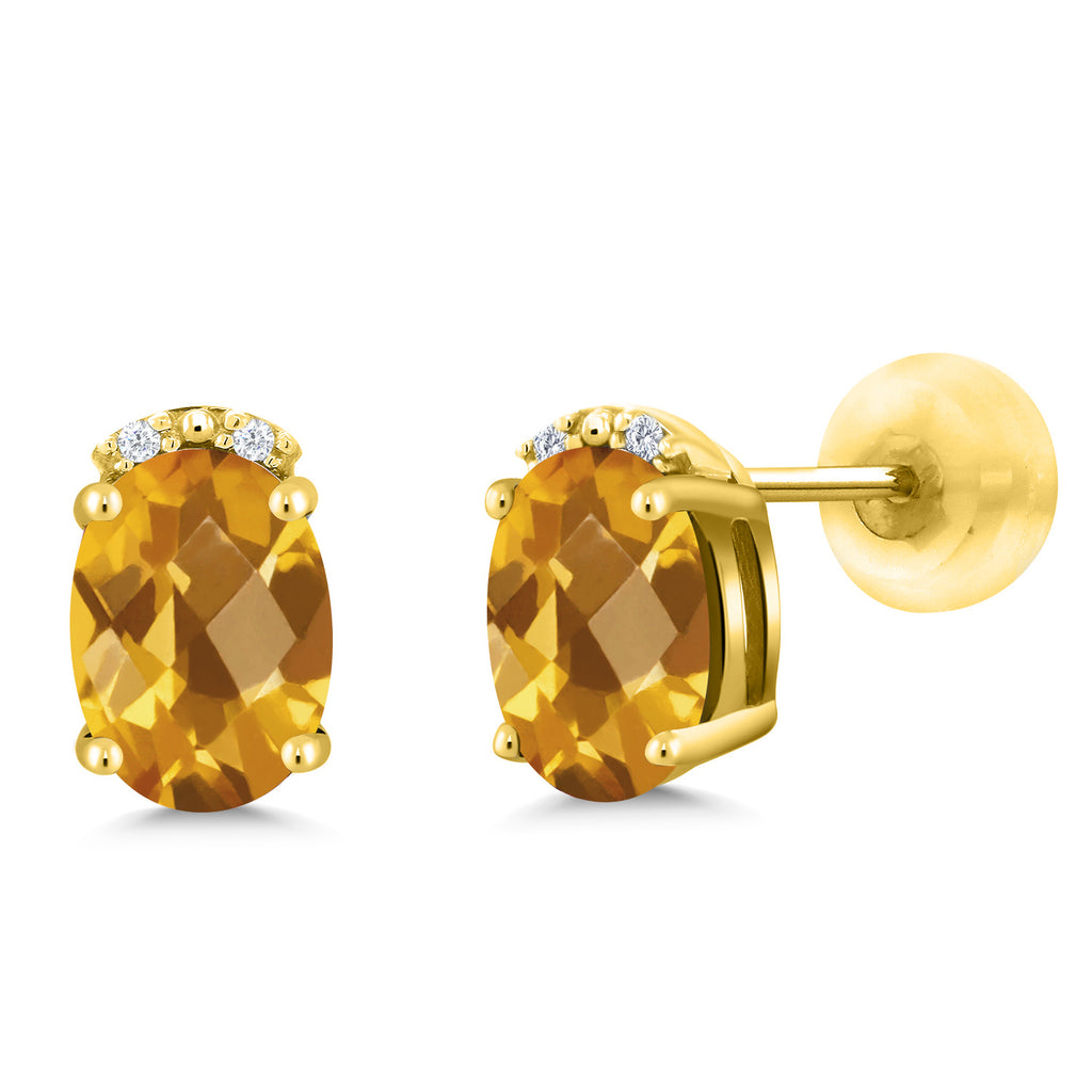 Citrine-Checkerboard - November_10K Yellow Gold_Earrings in 10K Yellow Gold