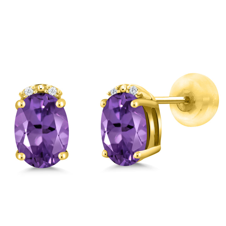 Amethyst - February_Yellow Gold_Earrings in Yellow Gold