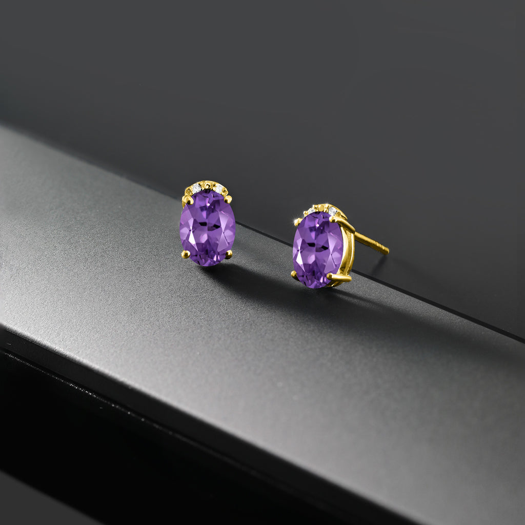 Amethyst - February_Yellow Gold_Earrings in Yellow Gold