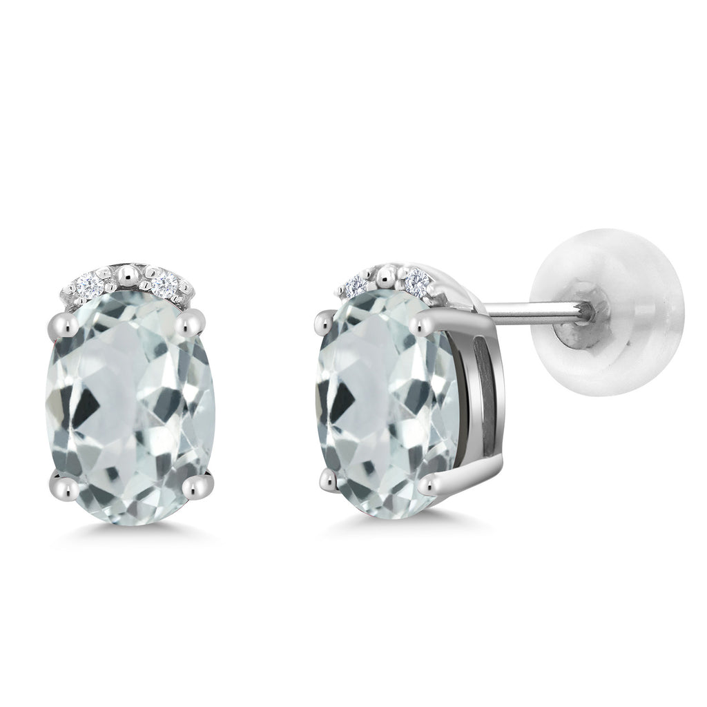 Aquamarine - March_10K White Gold_Earrings in 10K White Gold