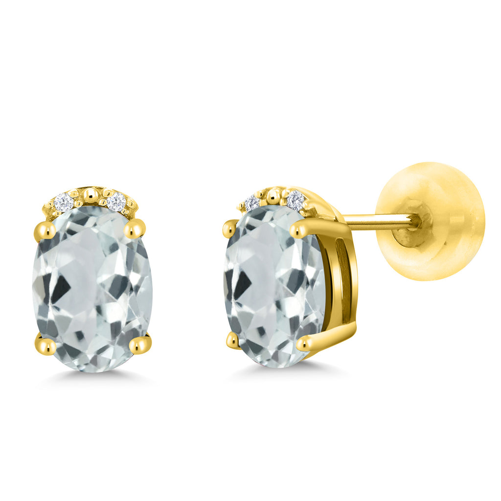 Aquamarine - March_10K Yellow Gold_Earrings in 10K Yellow Gold