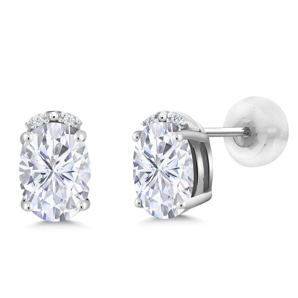 White Moissanite - April_10K White Gold_Earrings in 10K White Gold