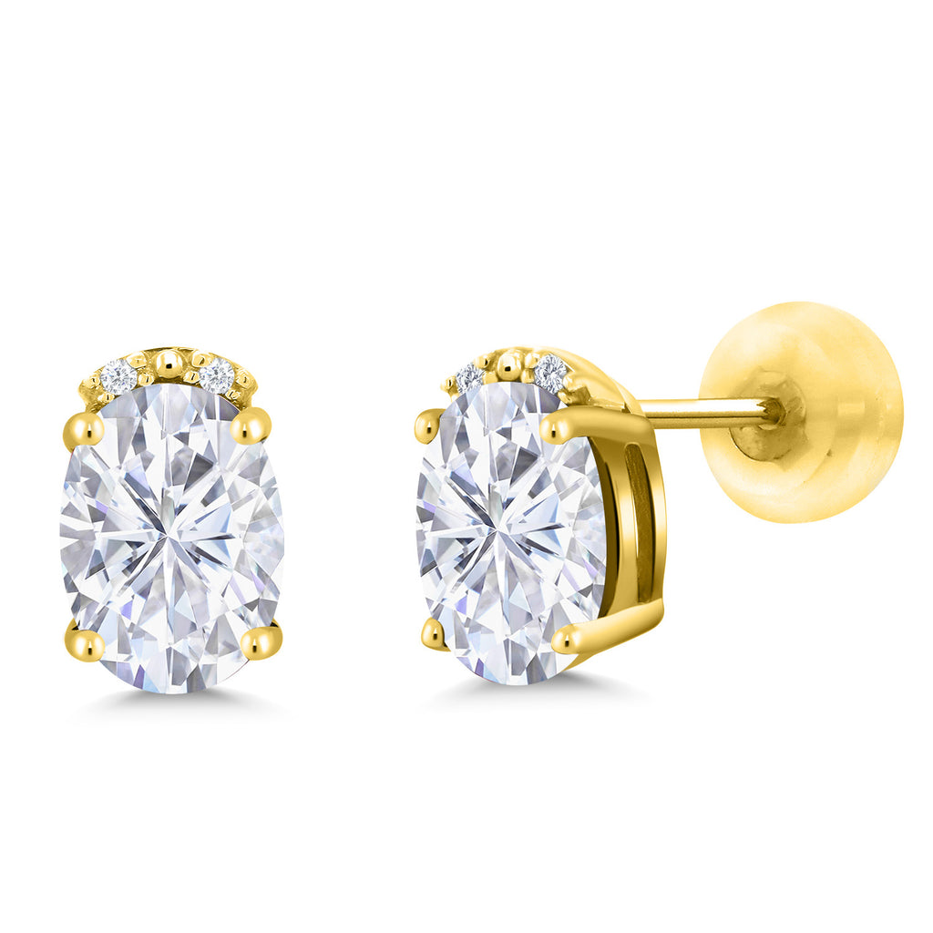 White Moissanite - April_10K Yellow Gold_Earrings in 10K Yellow Gold