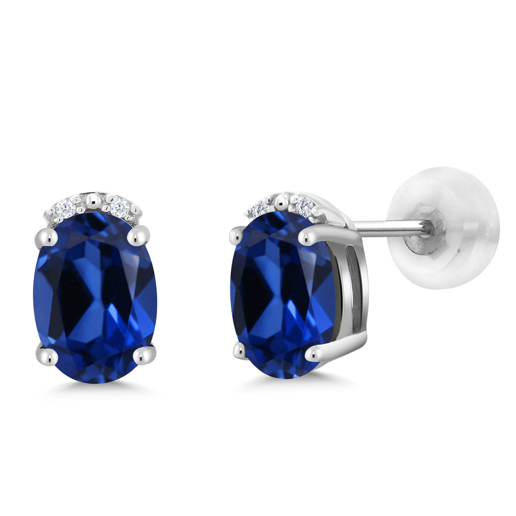 Blue Created Sapphire - September_10K White Gold_Earrings in 10K White Gold