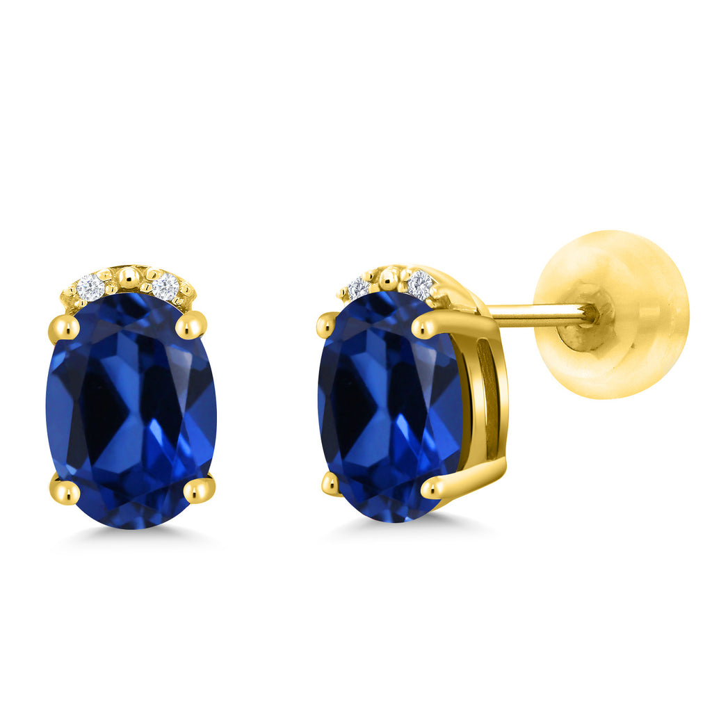 Blue Created Sapphire - September_10K Yellow Gold_Earrings in 10K Yellow Gold